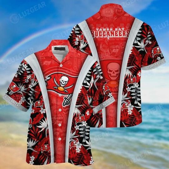 football Tampa Bay Buccaneers Red Grey Hawaiian Shirt V4