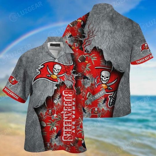 Discover football Tampa Bay Buccaneers Red Grey Hawaiian Shirt V3
