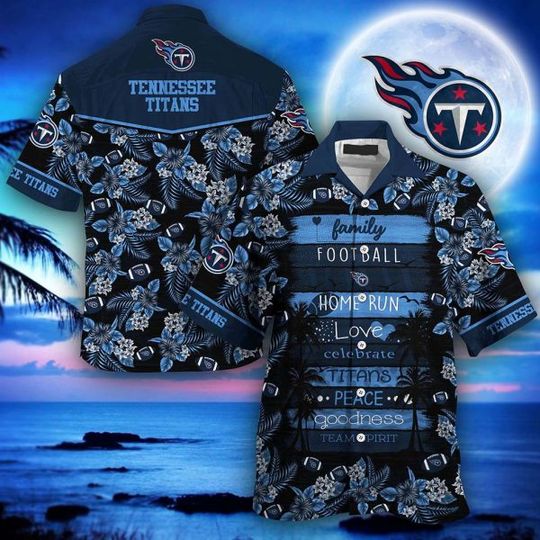 football Tennessee Titans Flowers Navy Blue Hawaiian Shirt
