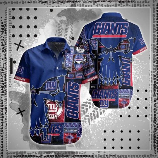 football New York Giants Punisher Skull Navy Blue Hawaiian Shirt