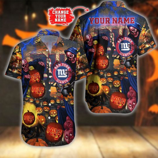 Discover football New York Giants Custom Name Halloween Hawaiian Shirt