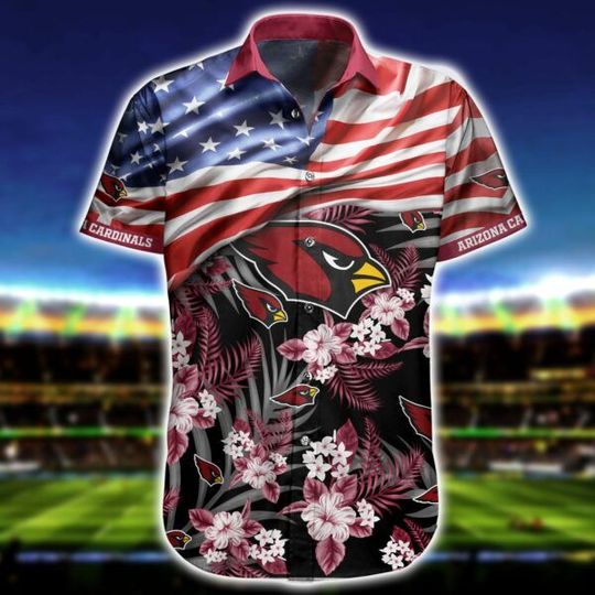 Discover football Arizonna Cardinals America Flag Flower Hawaiian Shirt