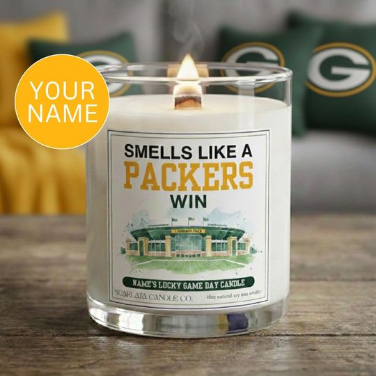 Personalized Green Bay Packers Candle  Custom Natural Soy Candle  Wooden Wick  Football Fan Gift  football