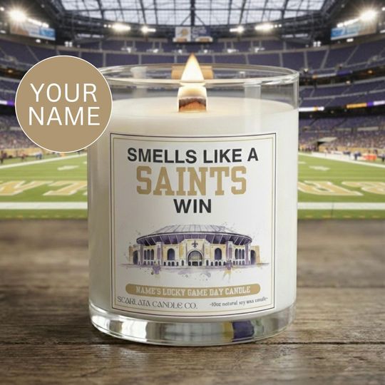 Discover Personalized New Orleans Saints Candle  Custom Natural Soy Candle  Wooden Wick  Football Fan Gift  football