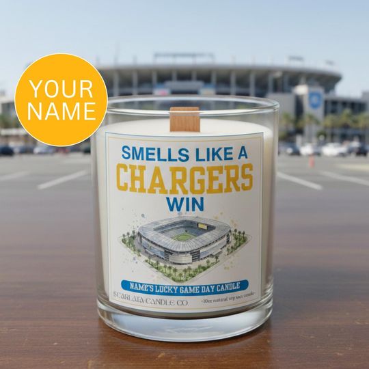 Discover Personalized Los Angeles Chargers Candle  Custom Natural Soy Candle  Wooden Wick  Football Fan Gift  football