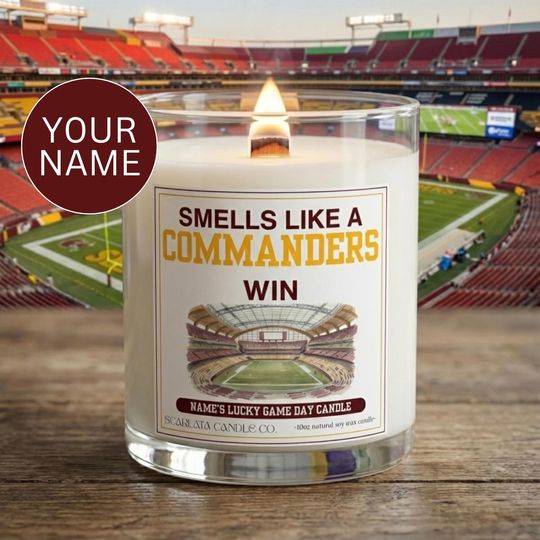 Discover Washington Commanders Candle  Custom Natural Soy Candle  Wooden Wick  Football Fan Gift  football