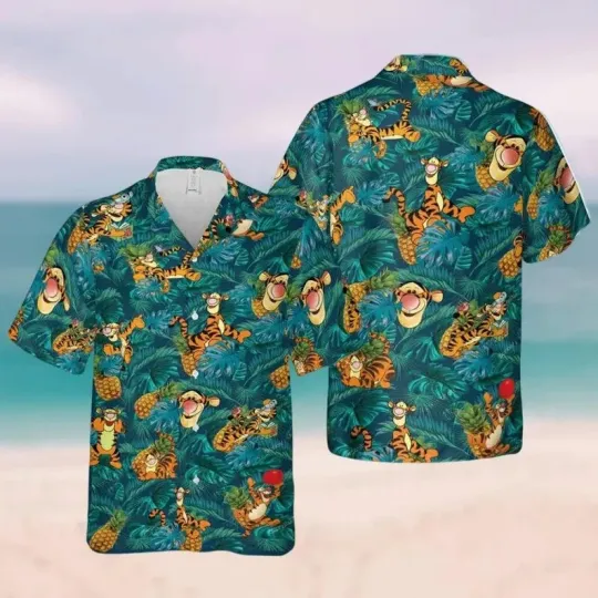 Discover Disney Winnie The Pooh Tigger Green Hawaiian Shirt