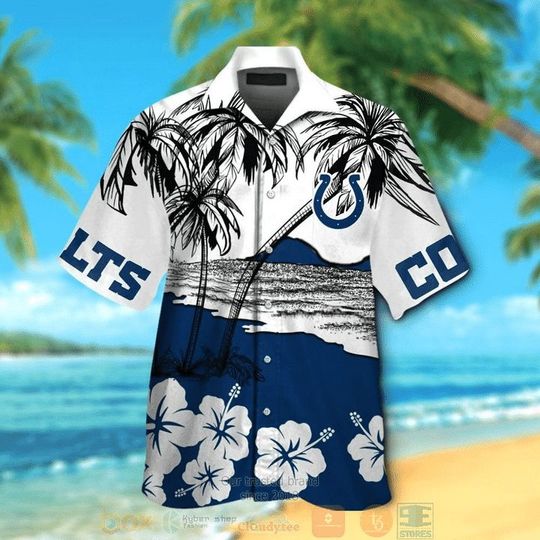 Discover football Indianapolis Colts Coconut Tree Blue Hawaiian Shirt