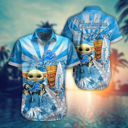 Discover football Detroit Lions Baby Yoda Blue Hawaiian Shirt