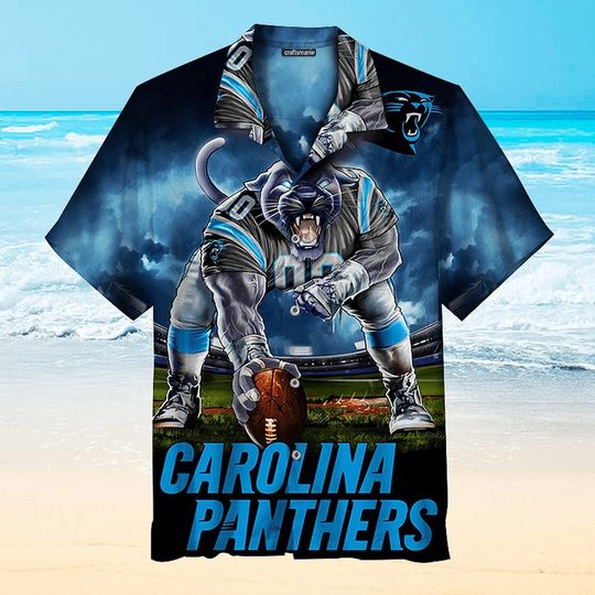 Discover football Carolina Panthers Mascot Blue Hawaiian Shirt