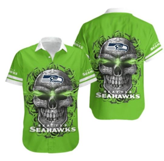 football Seattle Seahawks Green Skull Hawaiian Shirt