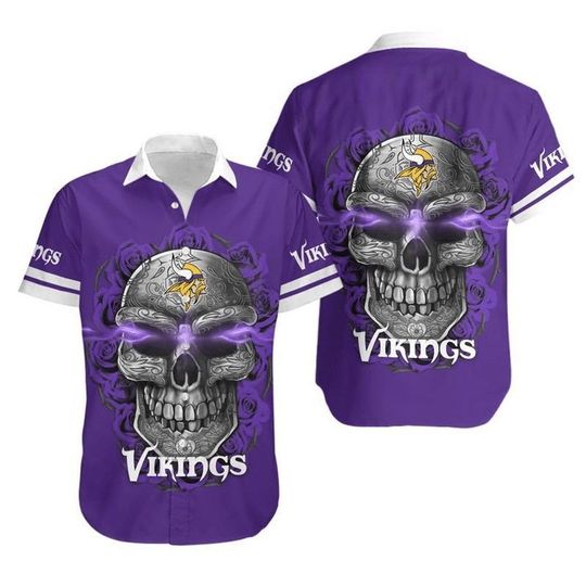 football Minnesota Skull Purple Hawaiian Shirt