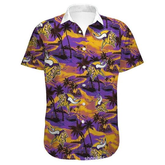 Discover football Minnesota Vikings Coconut Tree Beach Hawaiian Shirt
