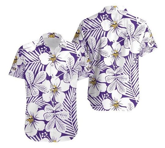 Discover football Minnesota Vikings White Flowers Purple Hawaiian Shirt