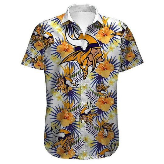 Discover football Minnesota Vikings Tropical Flower Gift For Fans Hawaiian Shirt