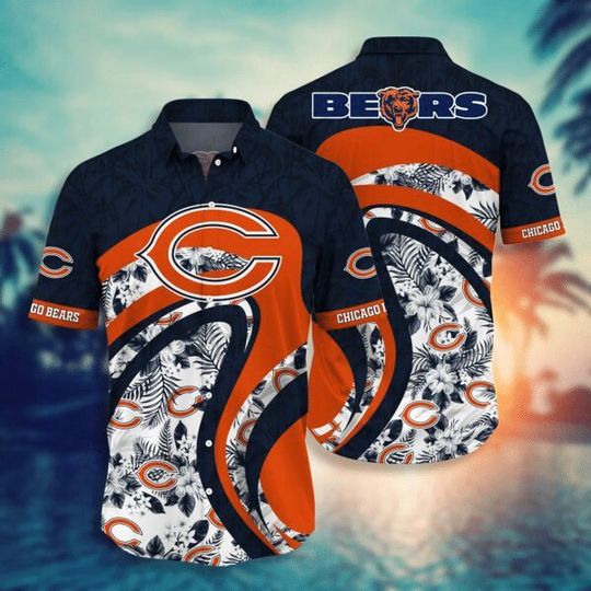 Discover football Chicago Bears Leaf Orange Curve Hawaiian Shirt