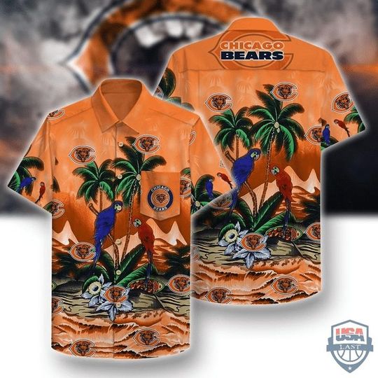 Discover football Chicago Bears Blue Parrot In Coconut Tree Hawaiian Shirt
