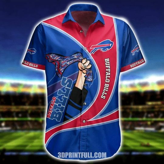 Discover football Buffalo Bills Blue Red Curve Hawaiian Shirt
