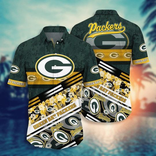 football Green Bay Tropical Flower Hawaiian Shirt