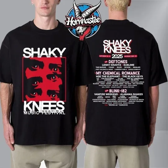 Discover Shaky Gaze Knees Music Festival Line Up Unisex Double Sided 2025 T-Shirt