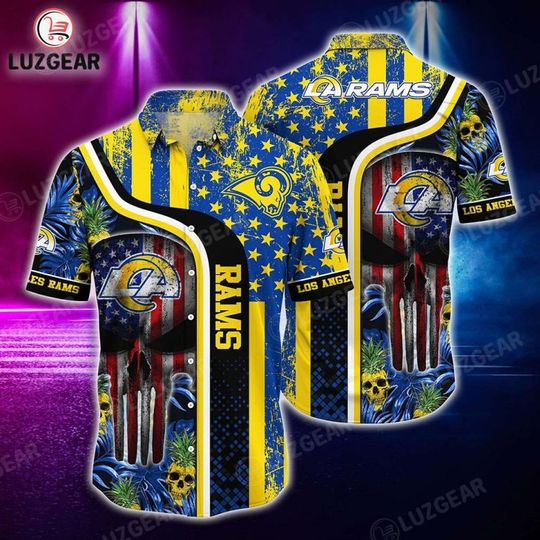 football Los Angeles Graphic Tropical Punisher Skull Hawaiian Shirt