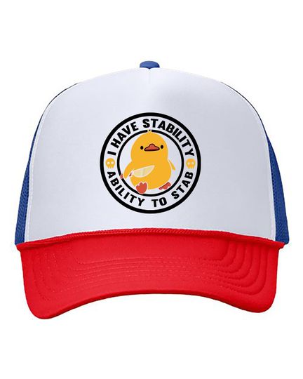 Discover I Have Stability Foam Mesh-Back Trucker Cap, I Have Ability To Stab Hat, Funny Duck Cap, Ability To Stab Cap, Silly Duck Cap