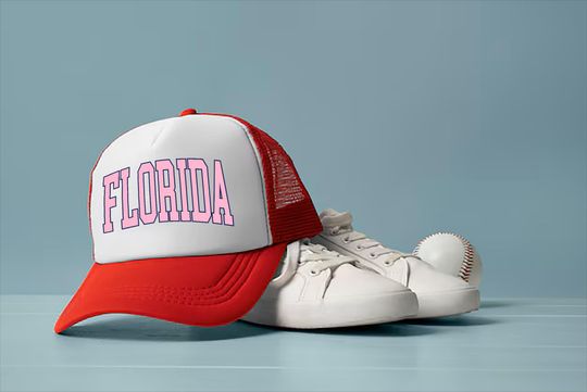 Discover Florida Foam Mesh-Back Trucker Cap, Cute Florida Cap, Florida Beach Hat, Florida Vacation Hat, Aesthetic Florida Graphic Hat