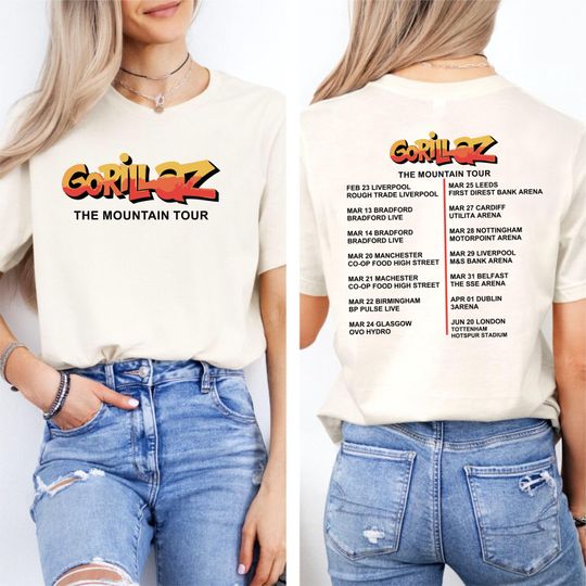 Discover Gorillaz T Shirt, The Mountain Tour UK Tour Top, UK Tour 2026 Jumper, Gorillaz Fans Gift Top, Unisex Tee Top, 90s Music Tee, Pop Band Hoodie