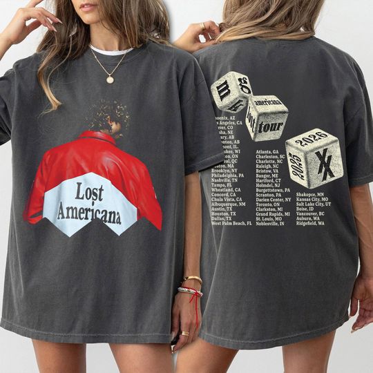 Discover MGK Lost Americana Tour 2026 Shirt, Machine Gun Kelly Concert Merch, Retro Music Fan Gift, Unisex Comfort Colors Shirt, 2 Side Shirt