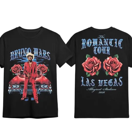 Discover Bruno Mars 2026 Las Vegas The Romantic Edition Tour Tee Concert Limited