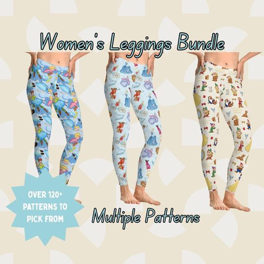 Discover Disney 3 Pack Womens Leggings Bundle  Choose Your Own Patterns, Skinny Fit, Brushed Suede, Casual & Athleisure Set