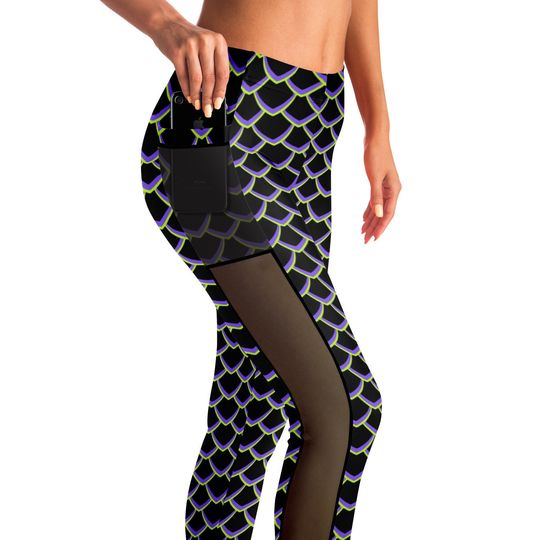 Discover Dragon Scales Mesh Pocket Leggings | Maleficent Leggings | Disney Villains | Disney Leggings | Run Disney | Wear to Disney | Leggings