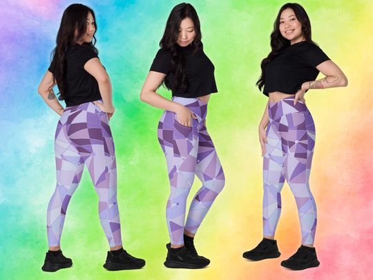 Purple Wall Leggings | Tomorrowland Inspired Theme Park Costume Pocket Leggings | Magic Bounding, Halloween, Race Outfit