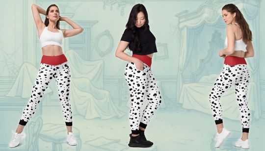 Discover Cruella de Vil Leggings | 101 Dalmatians Villain Inspired Pocket Costume Running Pants