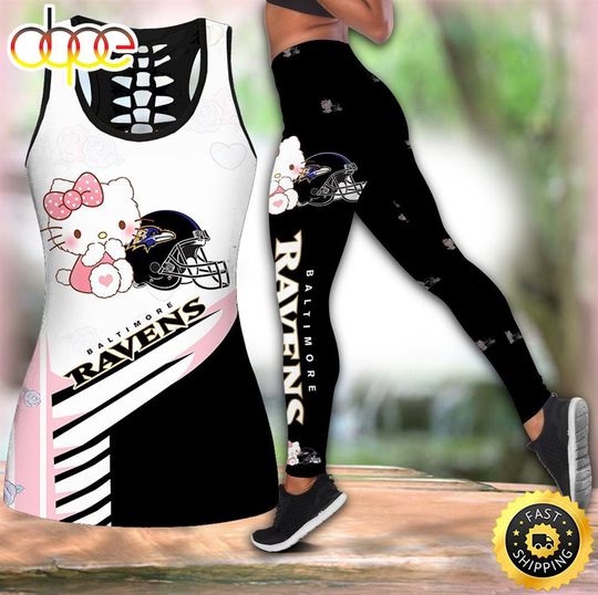 Baltimore Ravens Hello Kitty Hollow Tanktop Leggings Set