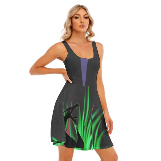 Mistress Of Evil 3D Cosplay Costume Skater Dress, Maleficent Dress, Maleficent Mistress Of Evil Mom Daughter Dress, Maleficent Dress