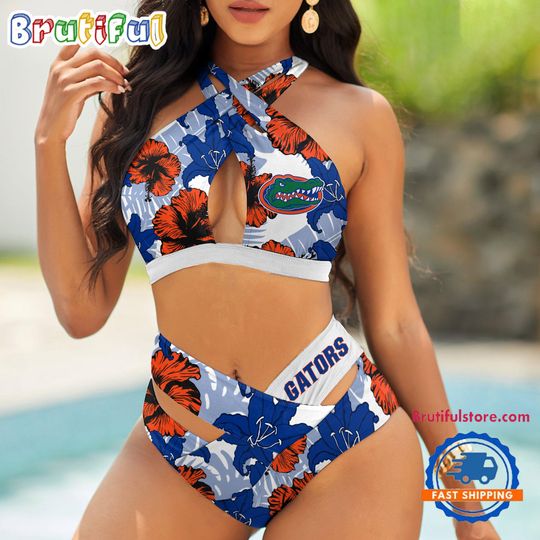 NCAA Florida Gators Hawaiian Pattern Summer Beach Women’s Bikini Set