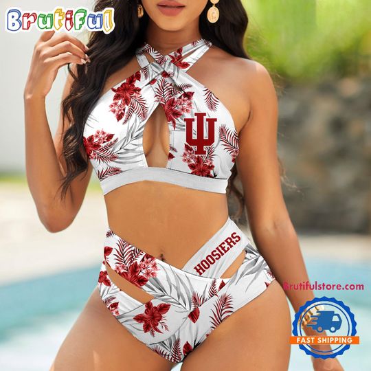 NCAA Indiana Hoosiers Hawaiian Pattern Women’s Bikini Set