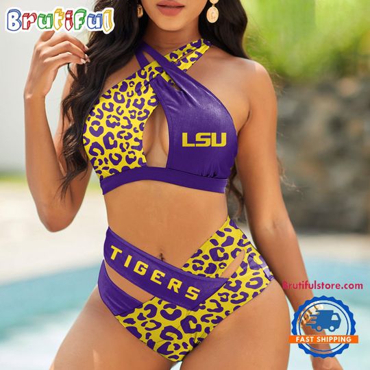 Discover NCAA LSU Tigers Leopard Pattern Summer Beach Women’s Bikini Set