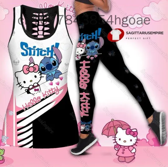 Hello Kitty Hollow Tank Top Leggings Set