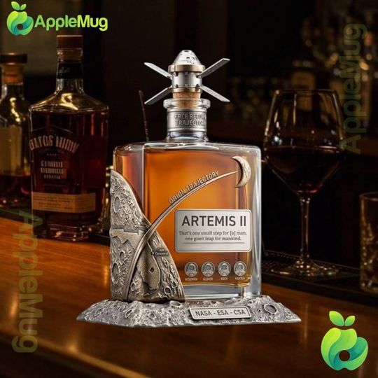 Artemis II Orion Trajectory Whiskey Bottle