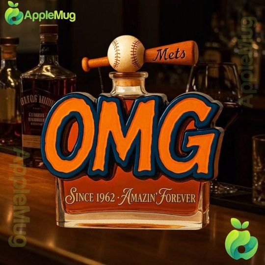 New York Mets OMG Since 1962 Amazin’ Forever  Whiskey Bottle