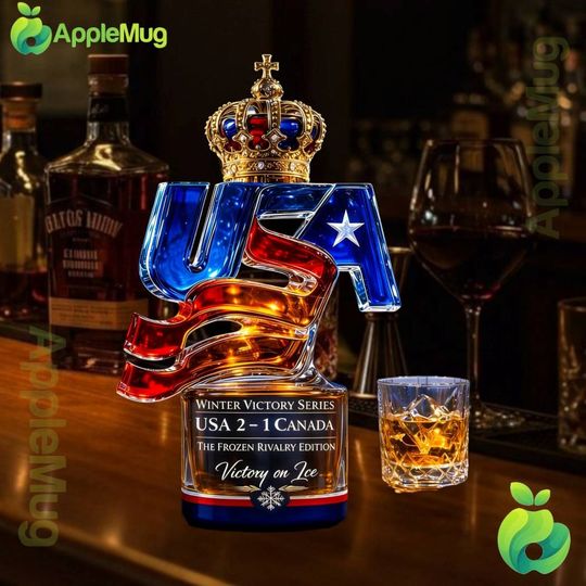 USA Winter Victory Series USA 2-1 Canada Whiskey Bottle