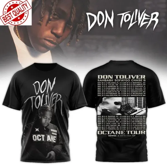 Discover Don Toliver Octane Tour 2026 3D T-Shirt Full Size Gift For Fan PP3085