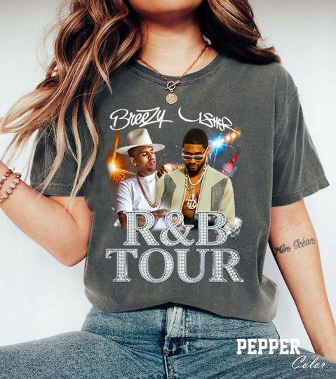Usher Chris Brown Tour 2026 Shirt, R&B Legends Concert Tee, Music Tour T-Shirt, Vintage Fan Merch Unisex