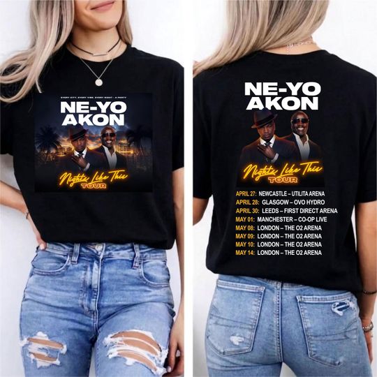 Discover Ne-Yo Akon TShirt, Nights Like This Tour 2026 R&B UK Concert Tee, Hip Hop Music Fan Shirt
