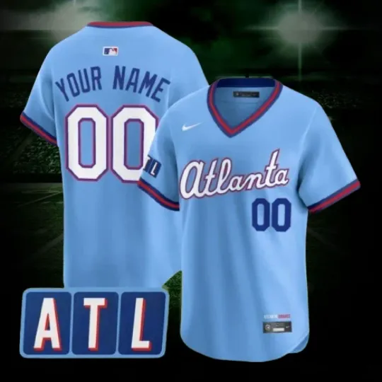 Discover Custom Braves Powder Blue 2026 City Connect Stitched Jersey All Sizes