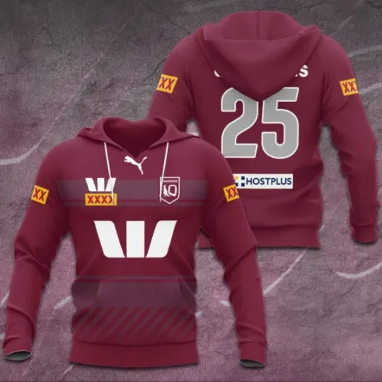 Discover Queensland Maroons 2025 State Of Origin 3D Hoodie