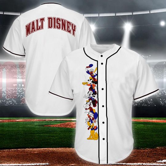 Discover Disneyland Baseball Jersey, Disney Characters Jersey, Mickey Donald Goofy Shirt, Disney Fan Gift