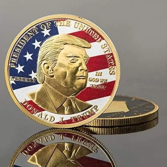 Discover Donald Trump 2024 commemorative gold-plated coin.